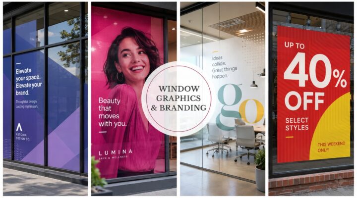 vinyl lettering for business storefront, car & office branding