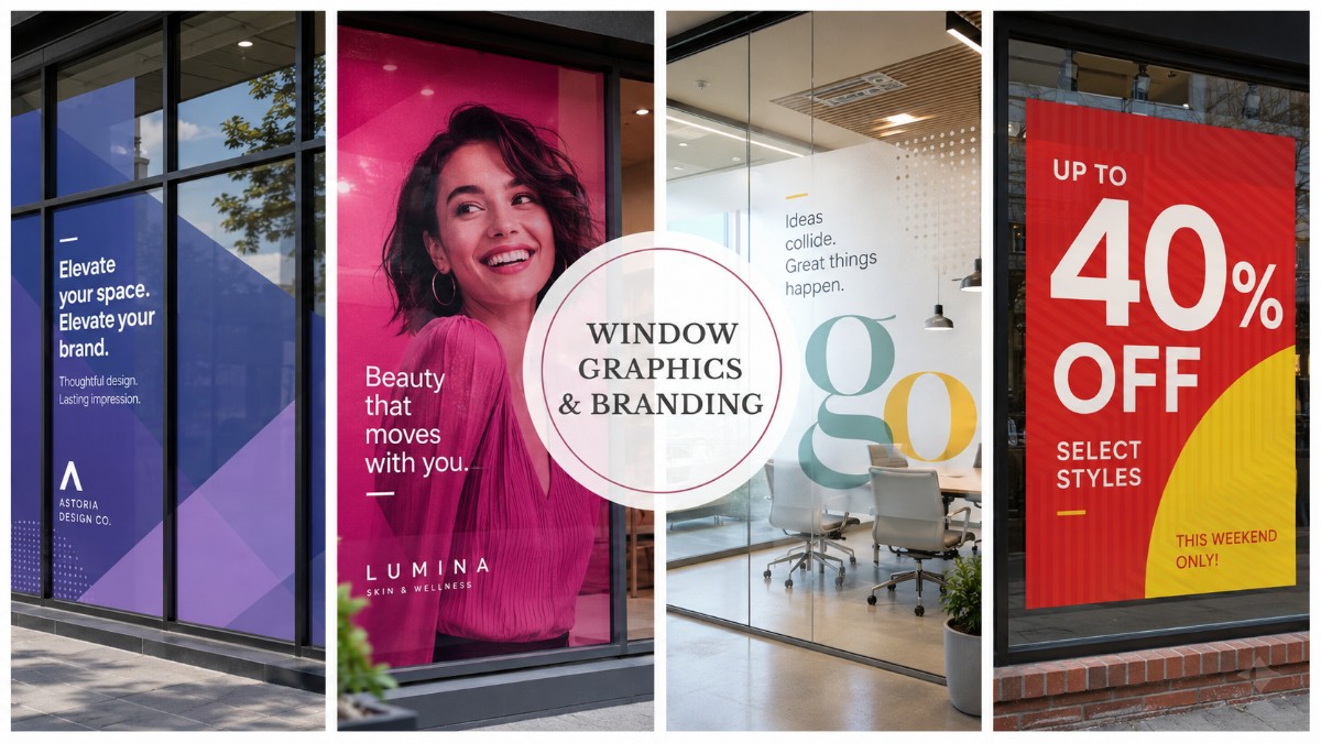 vinyl lettering for business storefront, car & office branding