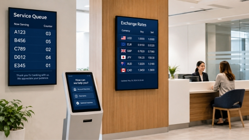 Digital Signage banks & financial institutions